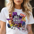 SHES FROM TEXAS PURPLE BIG RED CUSTOM T-SHIRT